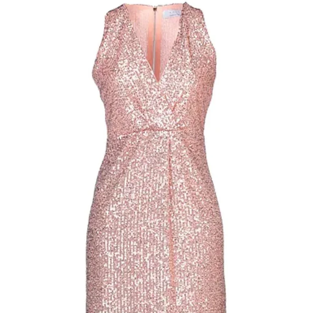 KAOS Light Pink Sequin Party Cocktail Dress Size 4  Faux Wrap Sleeveless NWT - Picture 2 of 14